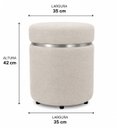 Ver imagem 2 de Kit Puff Superior com Cinta Prata Bege Linho - Let Móveis