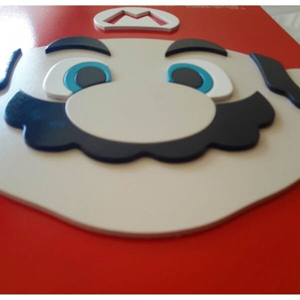 Placa Super Mário Bros Laqueada 3D Mdf - 40 X26 Cm - 2