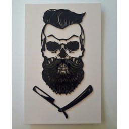 Placa Barber Laqueada 3D Mdf - 40 X26 Cm - 2