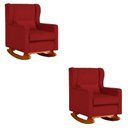 Ver imagem 1 de Kit 2 Poltrona Aurora Balanço Vovo Suede Vermelho - Fm