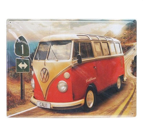 Placa Kombi Vermelha Metal Alto Relevo - 41 x 31 cm