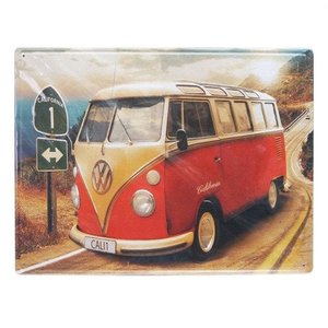 Placa Kombi Vermelha Metal Alto Relevo - 41 x 31 cm