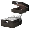 Ver imagem 1 de Cama Box Baú Colchão Casal Probel Molas Ensacadas Granville 138x69cm Marrom/branco Marrom