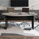 Ver imagem 5 de Mesa de Reunião Orgânica Moderno sem Gavetas MDP 180cm Cinza Sagrado com Preto