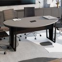 Ver imagem 1 de Mesa de Reunião Orgânica Moderno sem Gavetas MDP 180cm Cinza Sagrado com Preto
