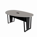 Ver imagem 3 de Mesa de Reunião Orgânica Moderno sem Gavetas MDP 180cm Cinza Sagrado com Preto