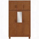 Ver imagem 2 de Guarda Roupa Solteiro com Espelho 6 Portas Madeira Maciça Lorie F06 Castanho - Lyam Decor