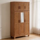 Ver imagem 4 de Guarda Roupa Solteiro com Espelho 6 Portas Madeira Maciça Lorie F06 Castanho - Lyam Decor