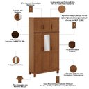 Ver imagem 5 de Guarda Roupa Solteiro com Espelho 6 Portas Madeira Maciça Lorie F06 Castanho - Lyam Decor
