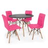 Kit Mesa Jantar Eiffel 90cm Preta + 4 Cadeiras Gomos - Rosa - 1