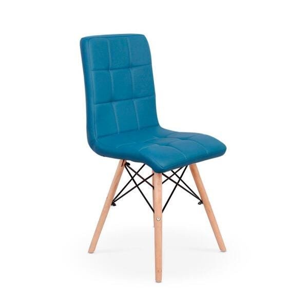 Kit Mesa Jantar Eiffel 120x80 Preta + 4 Cadeiras Eiffel Gomos Estofada - Turquesa - 2