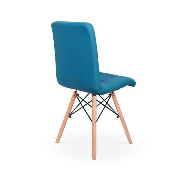 Kit Mesa Jantar Eiffel 120x80 Preta + 4 Cadeiras Eiffel Gomos Estofada - Turquesa - 3