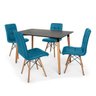 Kit Mesa Jantar Eiffel 120x80 Preta + 4 Cadeiras Eiffel Gomos Estofada - Turquesa - 1