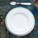 Ver imagem 2 de Jogo 4 Pratos Fundos 23,5cm Porcelana Germer Relevo Chevron Brancos Redondos