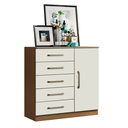 Ver imagem 1 de Sofisticação e Organização: Cômoda Milão 91cm 5 Gavetas e 1 Porta Atacama/off White - Aramóveis