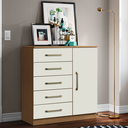 Ver imagem 2 de Sofisticação e Organização: Cômoda Milão 91cm 5 Gavetas e 1 Porta Atacama/off White - Aramóveis