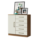 Ver imagem 3 de Sofisticação e Organização: Cômoda Milão 91cm 5 Gavetas e 1 Porta Atacama/off White - Aramóveis