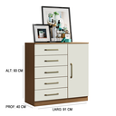 Ver imagem 4 de Sofisticação e Organização: Cômoda Milão 91cm 5 Gavetas e 1 Porta Atacama/off White - Aramóveis