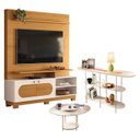 Ver imagem 1 de Estante Home Theater Axis Cinamomo Off White com Mesa de Centro Sky com Tampo de Vidro e Aparador