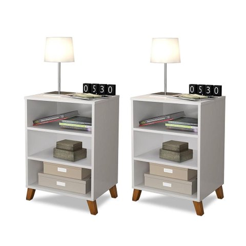Conjunto de 2 Criados de Cabeceiras Branco Guine