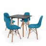 Kit Mesa Jantar Eiffel 80x80 Preta + 4 Cadeiras Charles Eames Botonê - Turquesa - 1
