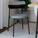Ver imagem 2 de Cadeira de Jantar Estofada Kit 2 Nyka M25 Linho Cinza Cl/preto - Mpozenato