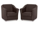 Ver imagem 1 de Kit 2 Poltronas Decorativa Biane Couro Marrom Pés Cromado Mz Decor