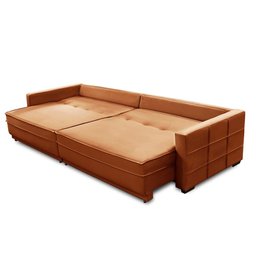 Sofá Cama Retrátil e Reclinável 2,50m com Molas Karen Veludo Terracota Adonai Estofados - 3
