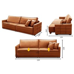 Sofá Cama Retrátil e Reclinável 2,50m com Molas Karen Veludo Terracota Adonai Estofados - 2