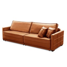 Sofá Cama Retrátil e Reclinável 2,50m com Molas Karen Veludo Terracota Adonai Estofados - 4