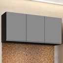 Ver imagem 2 de Armário Aéreo 120cm 3 Portas Virgínia Preto/Cinza - Lumil Móveis
