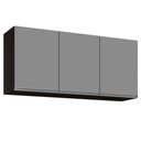 Ver imagem 1 de Armário Aéreo 120cm 3 Portas Virgínia Preto/Cinza - Lumil Móveis