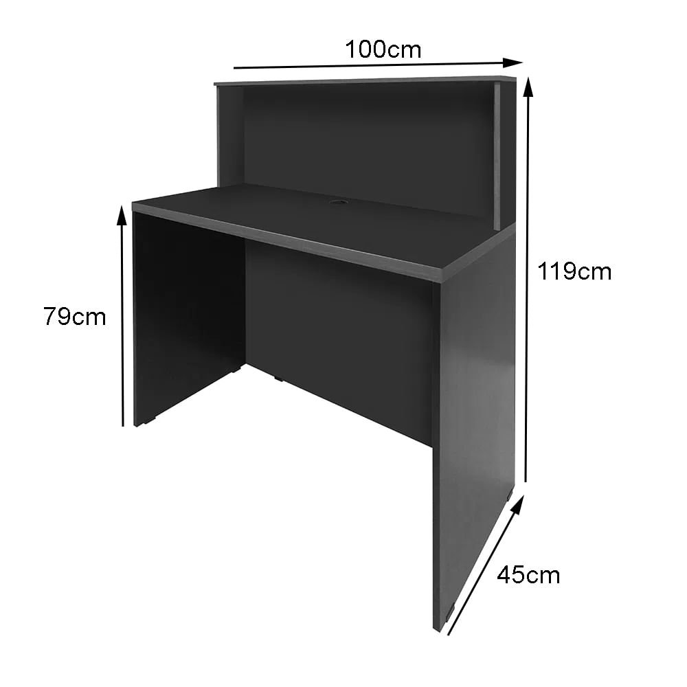 Balcão Recepção Atendimento em L + Balcão Reto com 1 Passa Fio no Tampo Novo - Sm Corporativo - 119a - 7