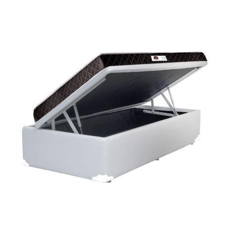 Cama Box Baú Solteiro Colchão Espuma D33 + Box Sintético Branco Serra Negra 59x88x188 - 1