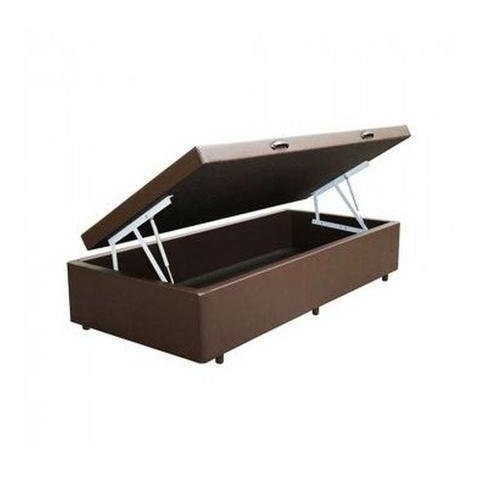 Base Cama Box Baú Solteiro Sintético Marrom Serra Negra 42x88x188