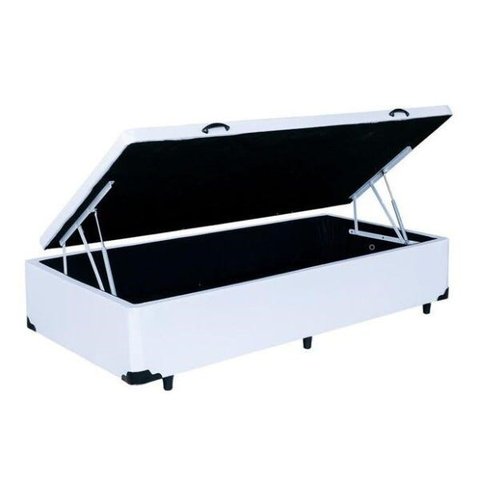 Base Cama Box Baú Solteiro Sintético Branco Serra Negra 42x88x188