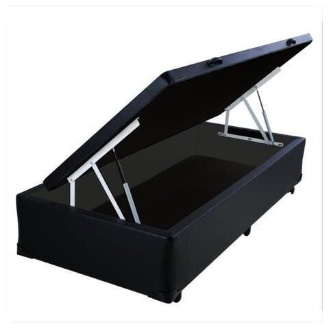 Base Cama Box Baú Solteiro Sintético Preto Serra Negra 42x88x188