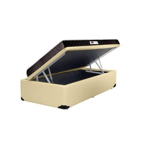 Cama Box Baú Solteiro Colchão Espuma D33 + Box Sintético Bege Serra Negra 59x88x188