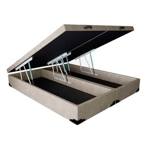 Base Cama Box Baú Casal Bipartido Sintético Bege Serra Negra 42x138x188