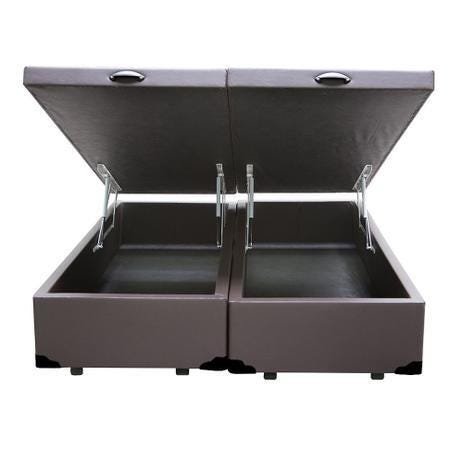 Base Cama Box Baú Casal Bipartido Sintético Marrom Serra Negra 42x138x188 - 1