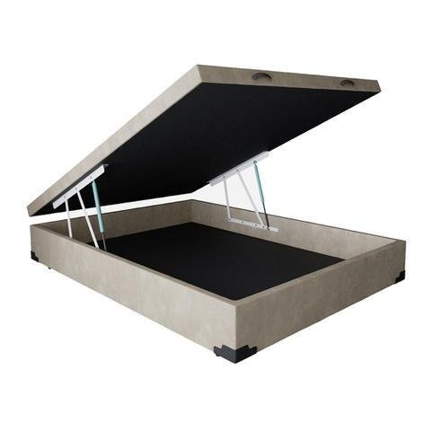Base Cama Box Baú Casal Suede Bege Serra Negra 42x138x188