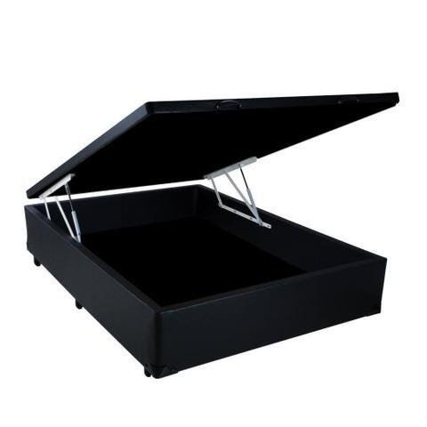 Base Cama Box Baú Casal Sintético Preto Serra Negra 42x138x188