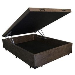 Base Cama Box Baú Casal Suede Marrom Serra Negra 42x138x188 - 1