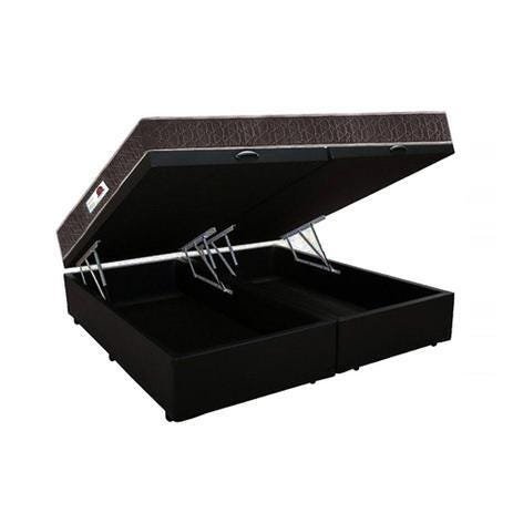 Cama Box Baú Casal Colchão Espuma D33 + Box Bipartido Sintético Preto Serra Negra 62x138x188 - 2