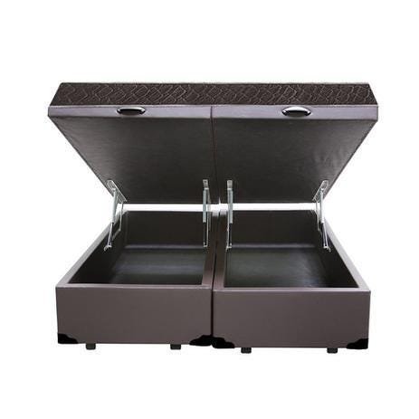 Cama Box Baú Casal Colchão Espuma D33 + Box Bipartido Sintético Marrom Serra Negra 59x138x188 - 1