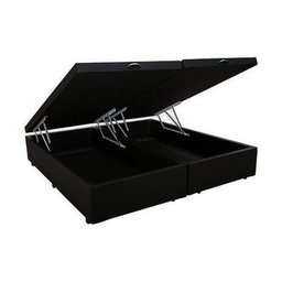 Cama Box Baú Casal Colchão Espuma D33 + Box Bipartido Suede Preto Serra Negra 56x138x188 - 2