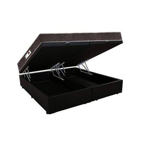 Cama Box Baú Casal Colchão Classic Mola Ensacada + Box Bipartido Sintético Preto Serra Negra 70x138x
