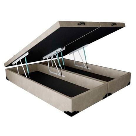 Cama Box Baú Casal Colchão Classic Mola Ensacada + Box Bipartido Suede Bege Serra Negra 70x138x188 - 2