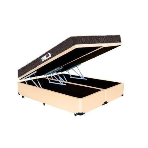 Cama Box Baú Casal Colchão Classic Mola Ensacada + Box Bipartido Sintético Bege Serra Negra 70x138x1