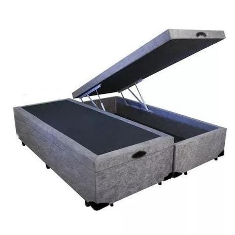 Cama Box Baú Casal Colchão Espuma D45 + Box Bipartido Suede Cinza Serra Negra 67x138x188 - 3